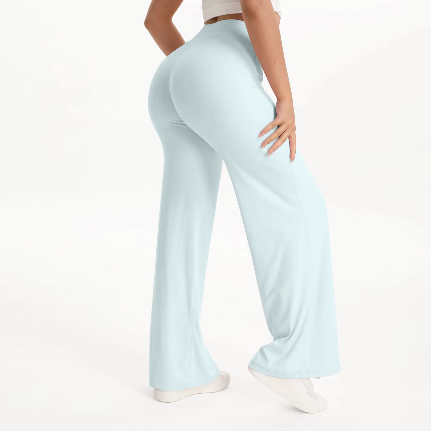 Softmotion Straight Leg Bottoms Women'S Mid-Waist Yoga Pants GYM Leggings Naked Feel Pilates Running Sports Trousers