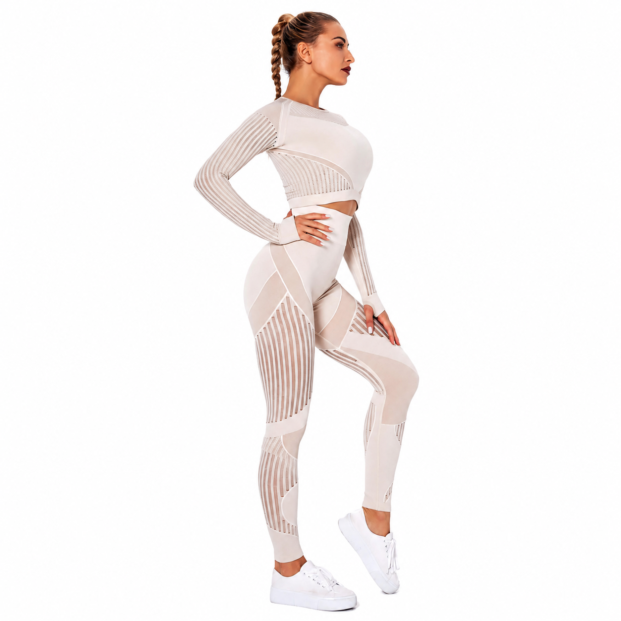 Combinaison Stripe™ — Brassière & Legging rayé seamless