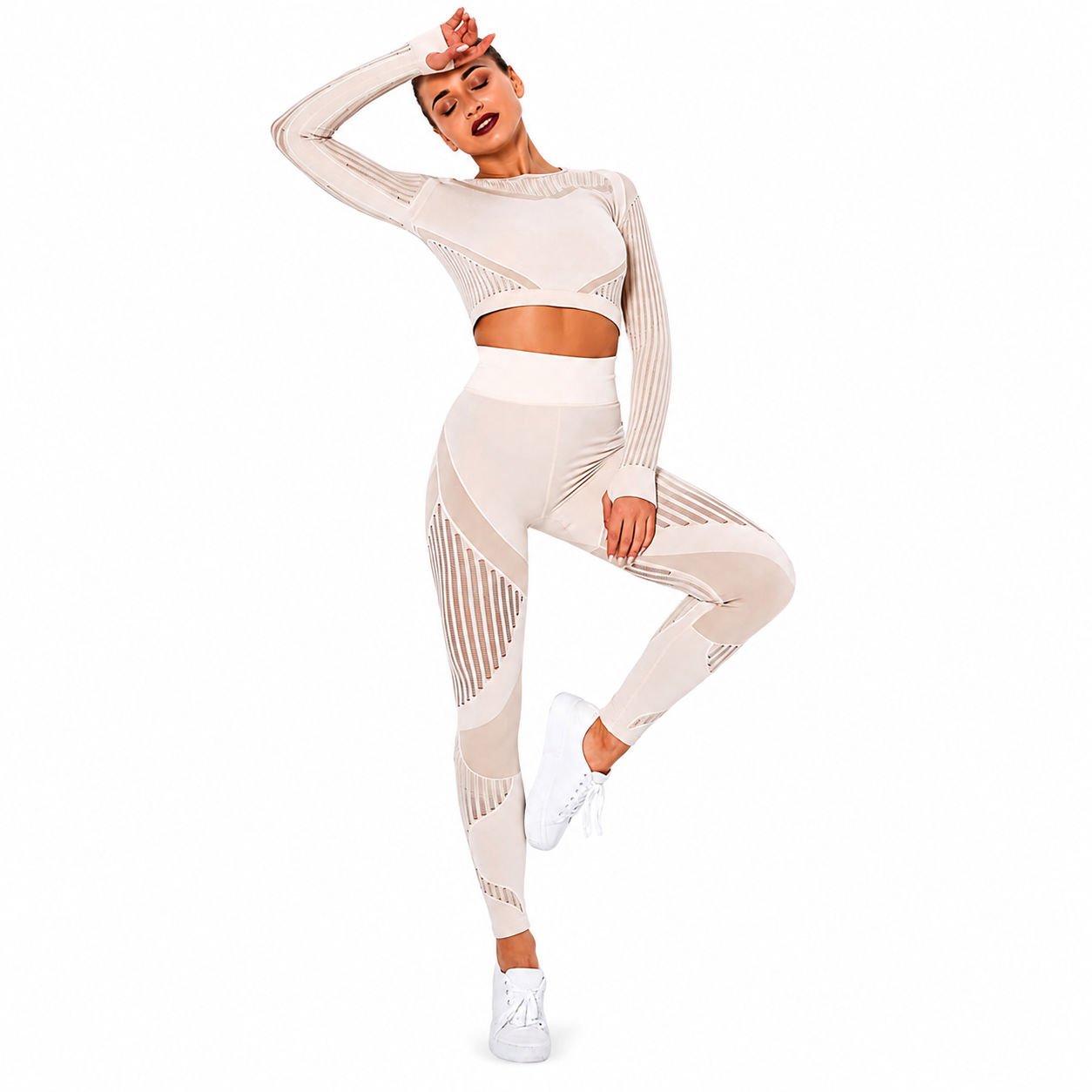 Combinaison Stripe™ — Brassière & Legging rayé seamless