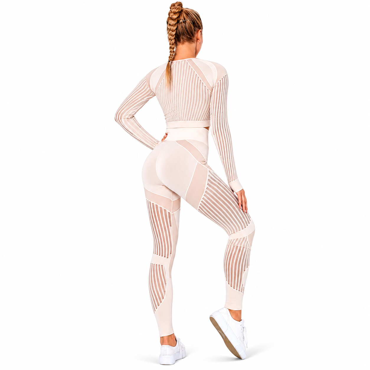 Combinaison Stripe™ — Brassière & Legging rayé seamless