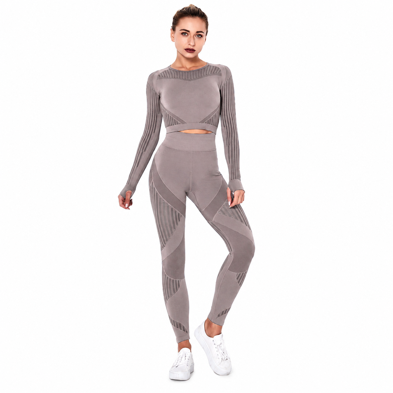 Combinaison Stripe™ — Brassière & Legging rayé seamless