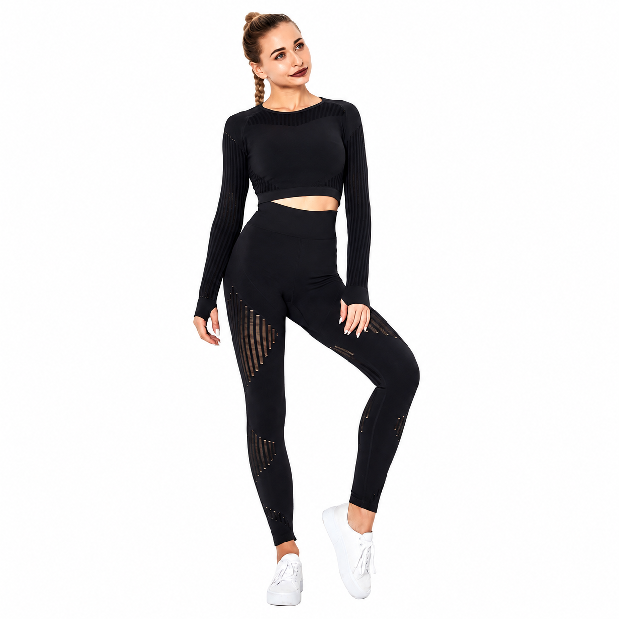 Combinaison Stripe™ — Brassière & Legging rayé seamless