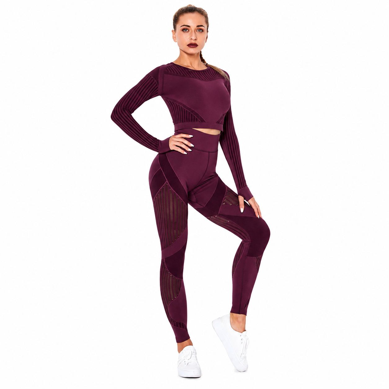 Combinaison Stripe™ — Brassière & Legging rayé seamless