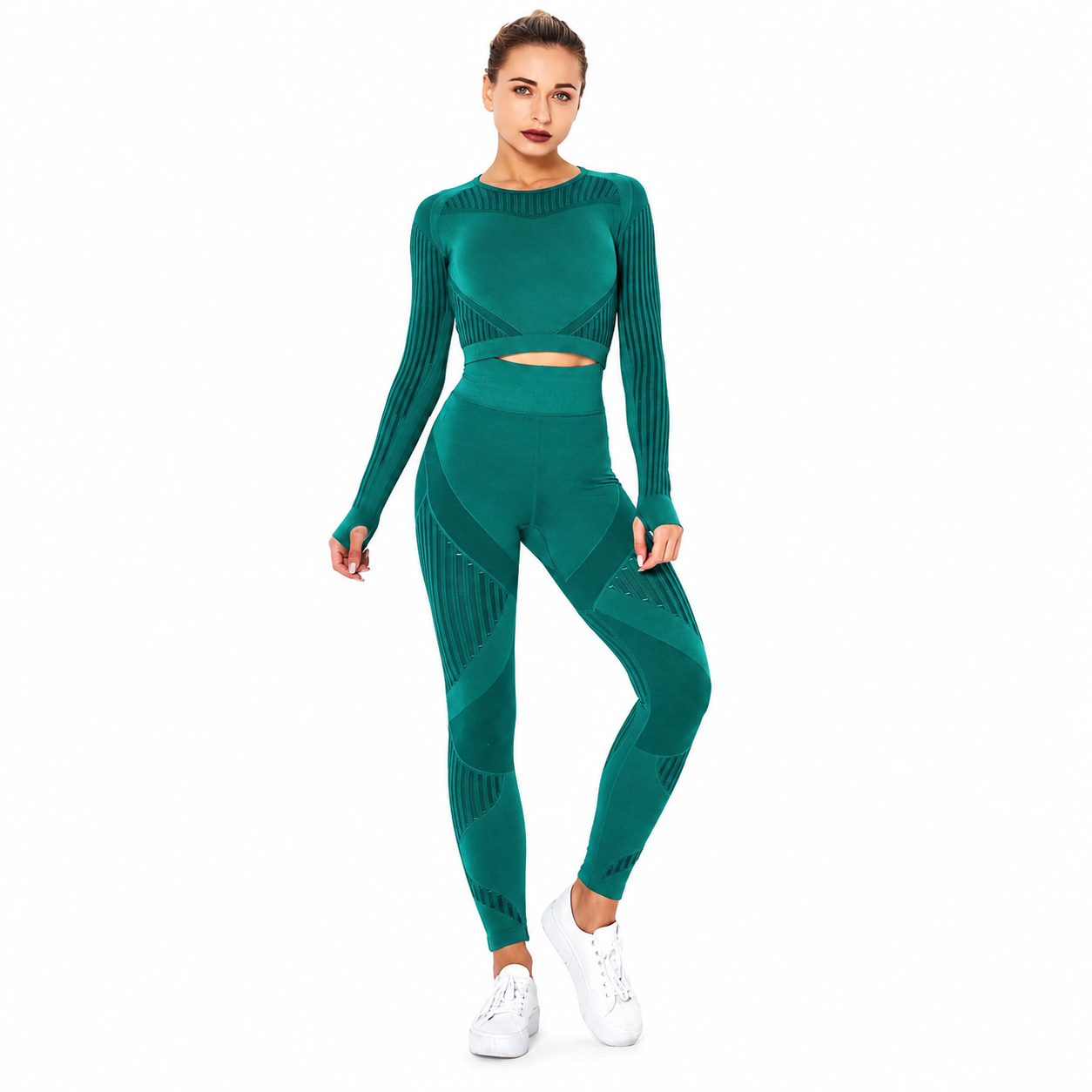 Combinaison Stripe™ — Brassière & Legging rayé seamless